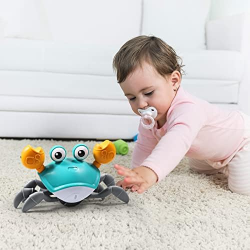 Aprilwolf Escape Crawling Baby Crab Toy, Tummy Time Baby Toys, Sensing Interactive Walking Dancing with Music Sounds & Lights, Infant Fun Birthday Toddler Boy Girl Pet Dog（Rechargable）