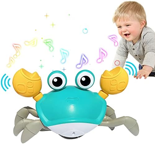 Baby Toys Crawling Crab, Infant Tummy Time Toys 6 to 12-18 Months, Light-up Musical Walking Sensory Induction Crabs, Interactive Toddler Christmas Easter Birthday Gift for 1 2 3+ Year Old Boys Girls