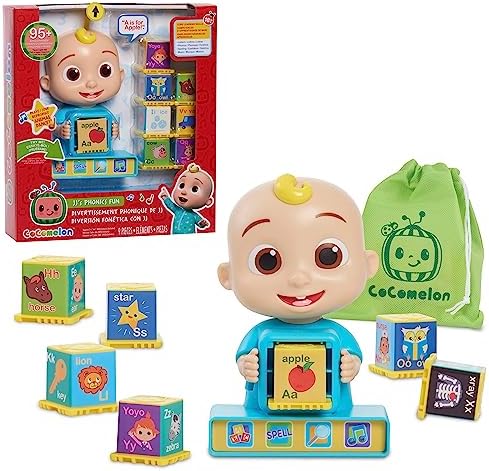 COCOMELON JJ Phonics Fun Interactive Learning and Education Toy, 4 Modes of Play, Animal Dance Song, Spelling, 9-Pieces, Officially Licensed Kids Toys for Ages 18 Month by Just Play